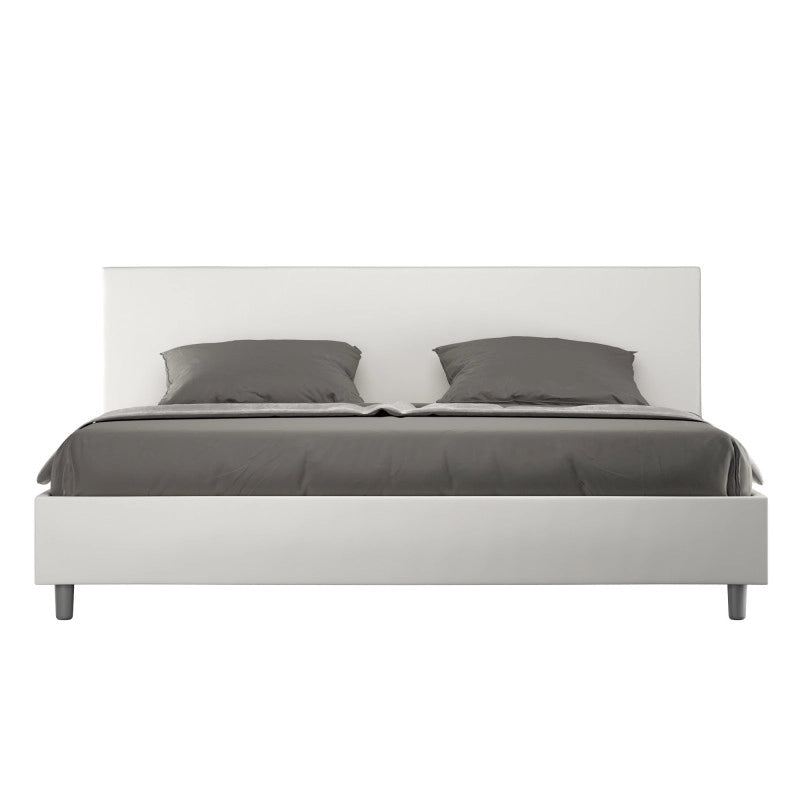 Letto imbottito Matrimoniale 180x190 cm Adele - Bianco,Similpelle,Contenitore