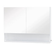Armadietto con Specchio a Muro, Luci a LED, Ripiano Aperto e Ripiano Interno, 80x15x60cm