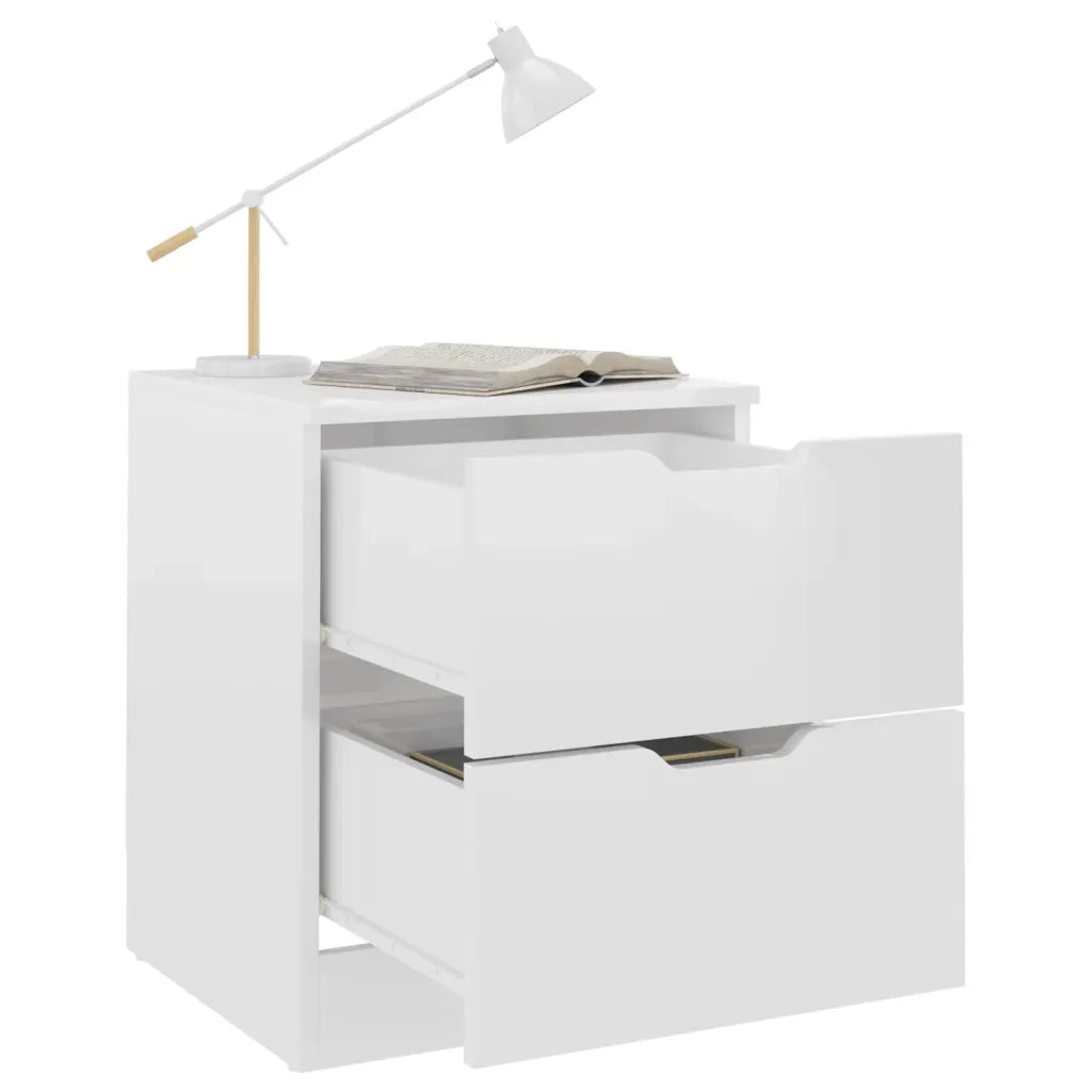 Comodini 2 pz Bianco Lucido 40x40x50 cm in Legno Multistrato 326736