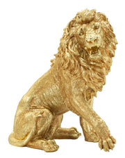 Statua Leone Shant Seduto Oro - Design Glam in Polyresin - Cm 45x29x55 - Scultura Decorativa Maestosa
