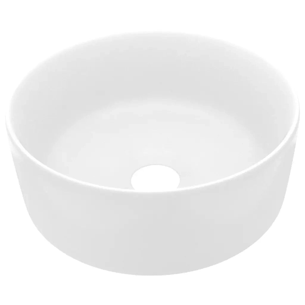 Lavandino Lusso Rotondo Bianco Opaco 40x15 cm in Ceramica CFW2580779