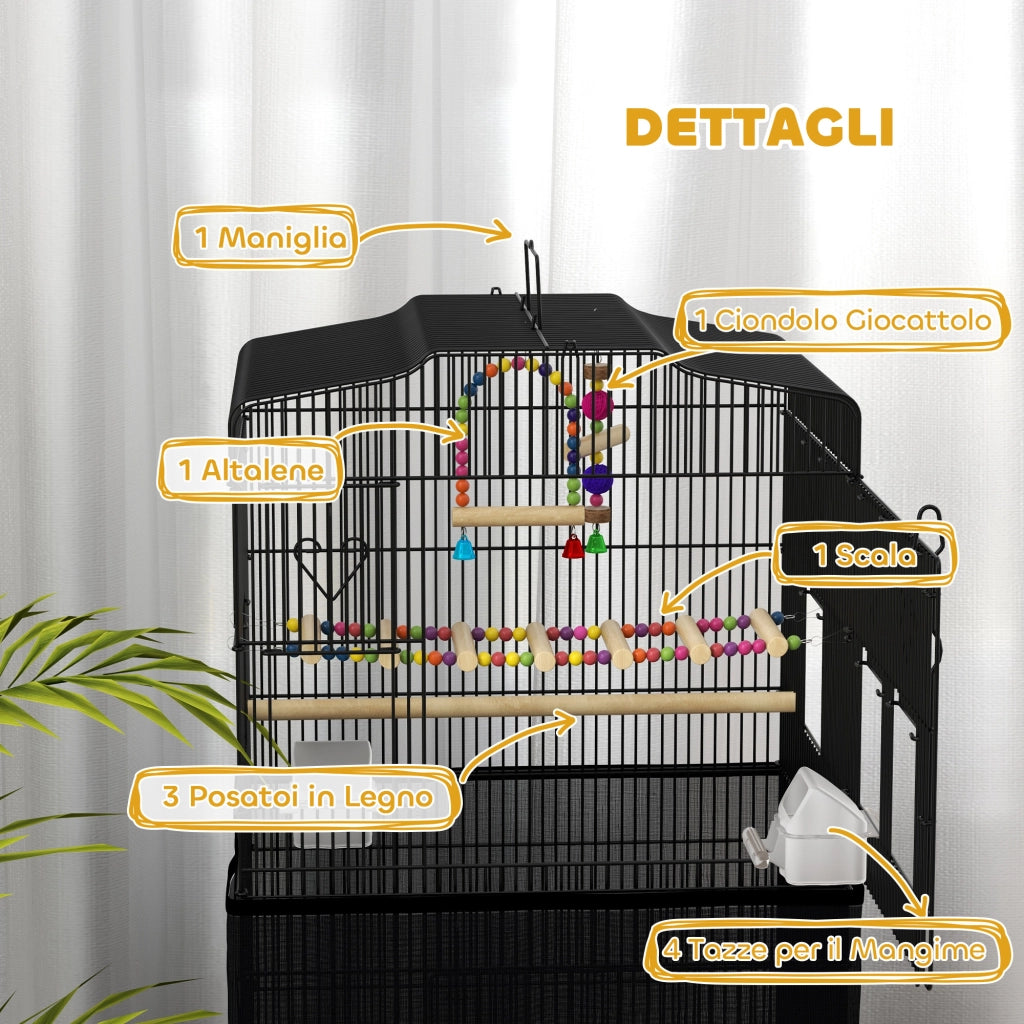Gabbia per Uccelli ¨C zephmum ¨C Nero, Legno, 46.5x35.5x92cm