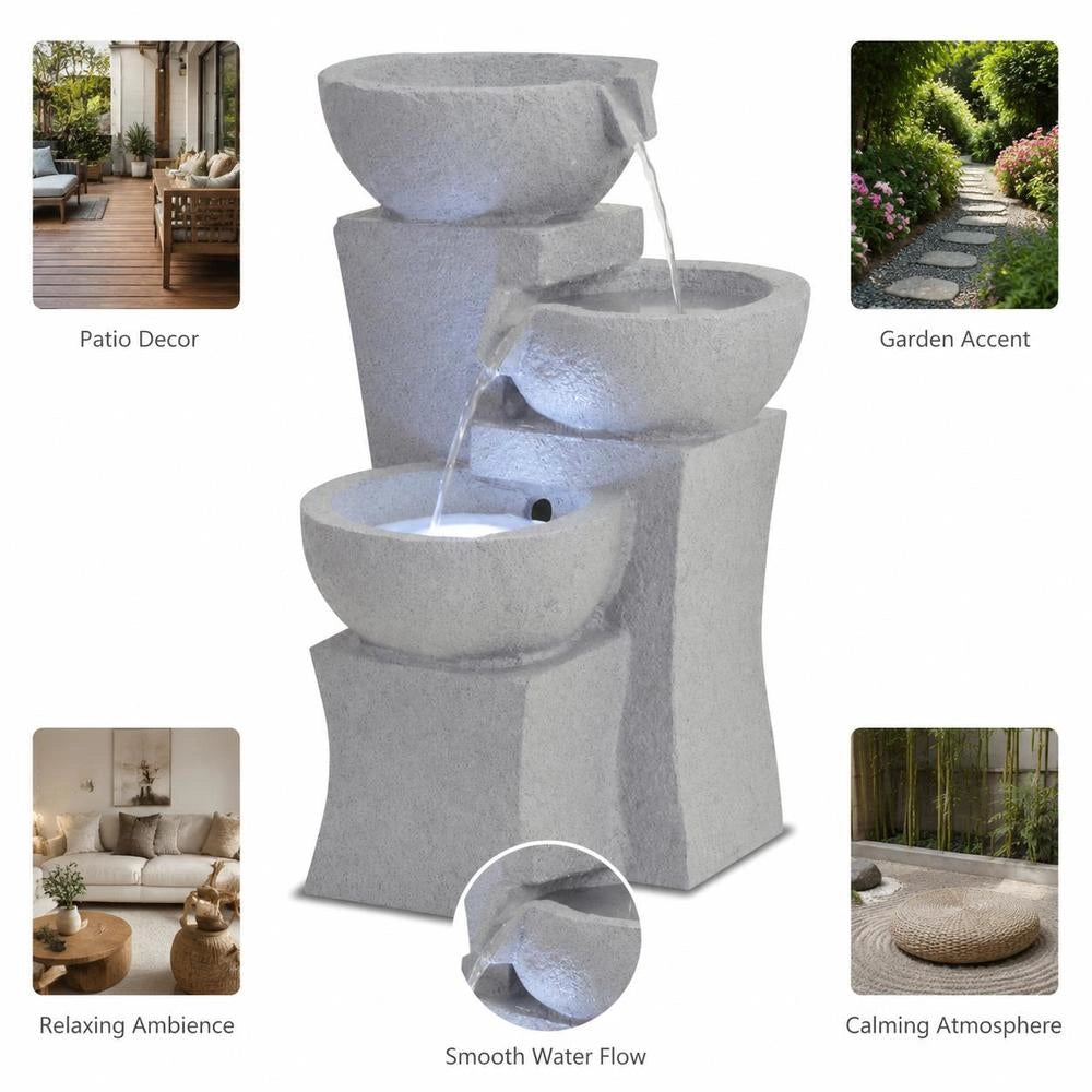 Indoor Fountain With LED Lighting, Polyresin