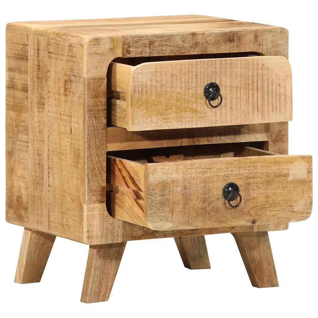 Comodino | Armadio da Notte | Mobiletto da notte 40x32x46 cm in Legno Massello di Mango Grezzo