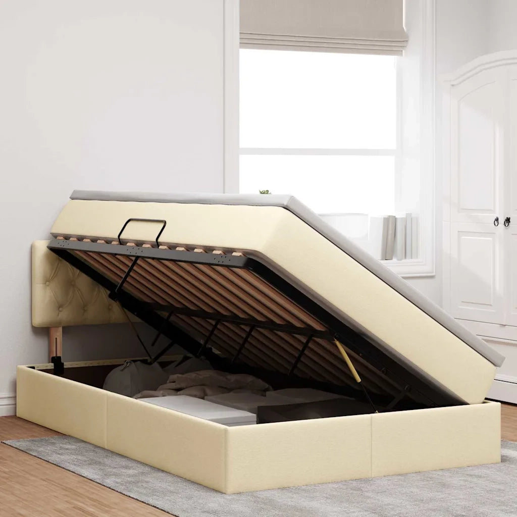 Letto con contenitore e materasso Crema 120 x 200 cm 3370567