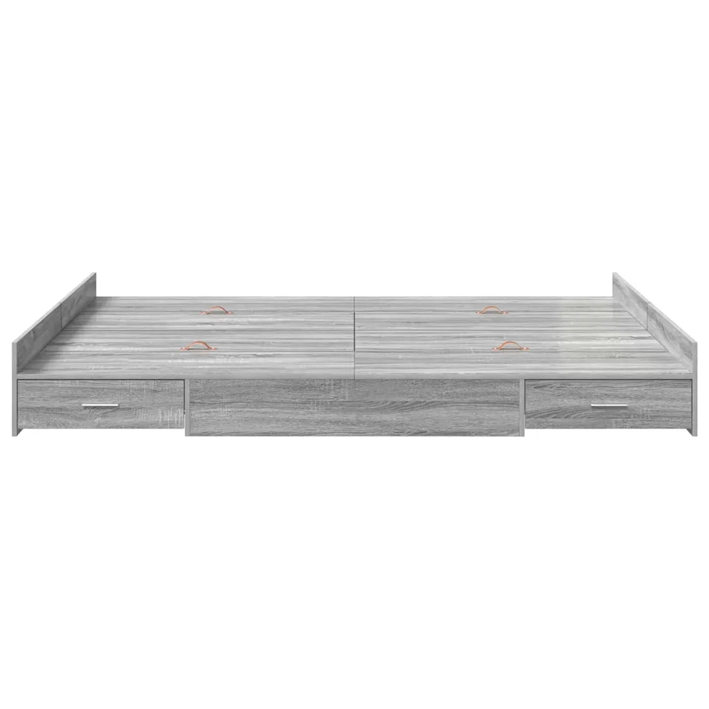 Struttura letto con contenitore-Giroletto con contenitore Grigio Sonoma 135 x 190 cm