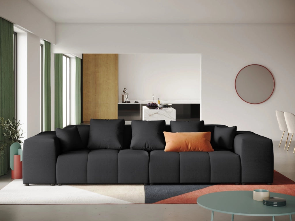 Cosmopolitan Design - Divano modulare "Rome" 3 posti in tessuto strutturato nero 
