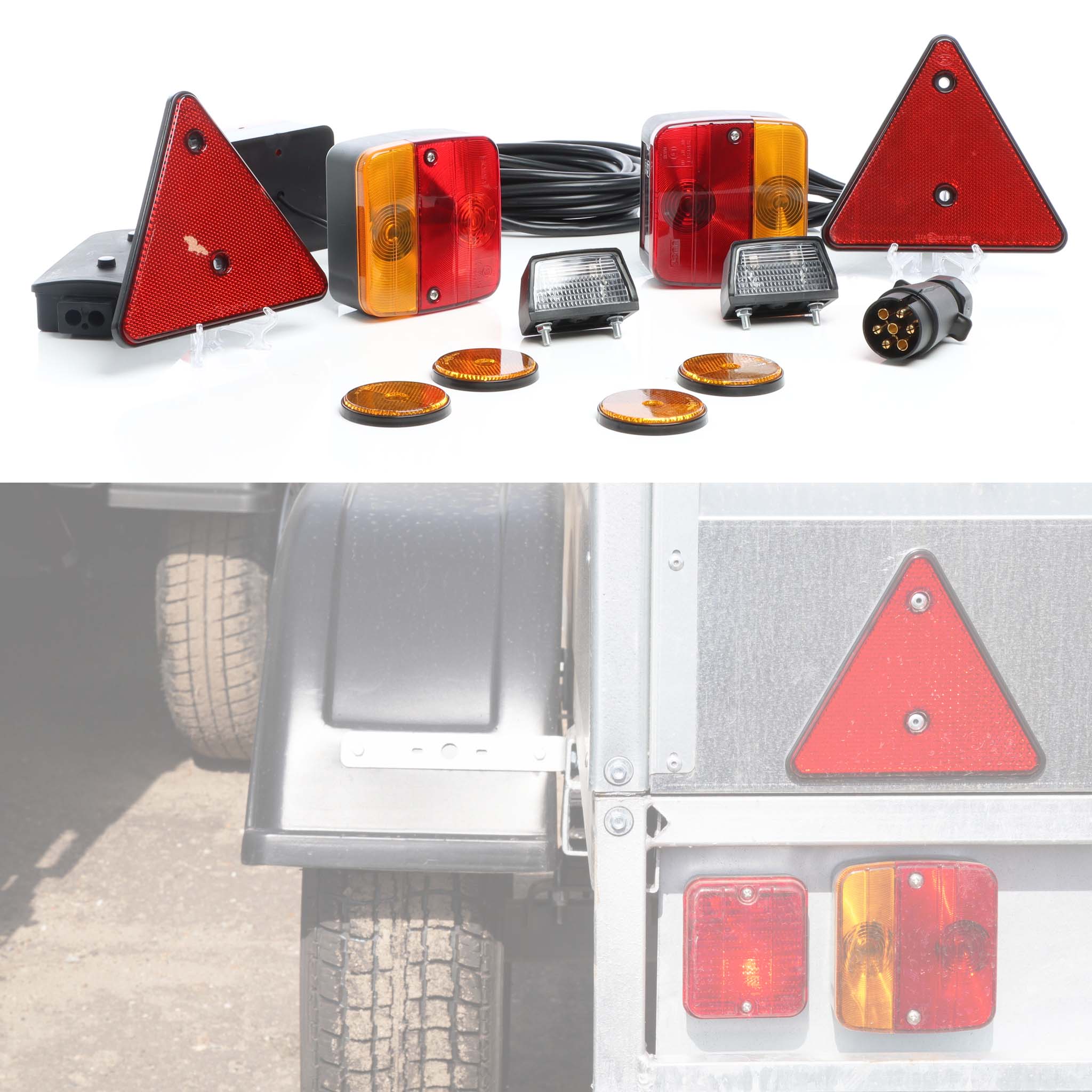 Set di luci per rimorchio con spina a 7 poli Luci, riflettori e cavo per rimorchi