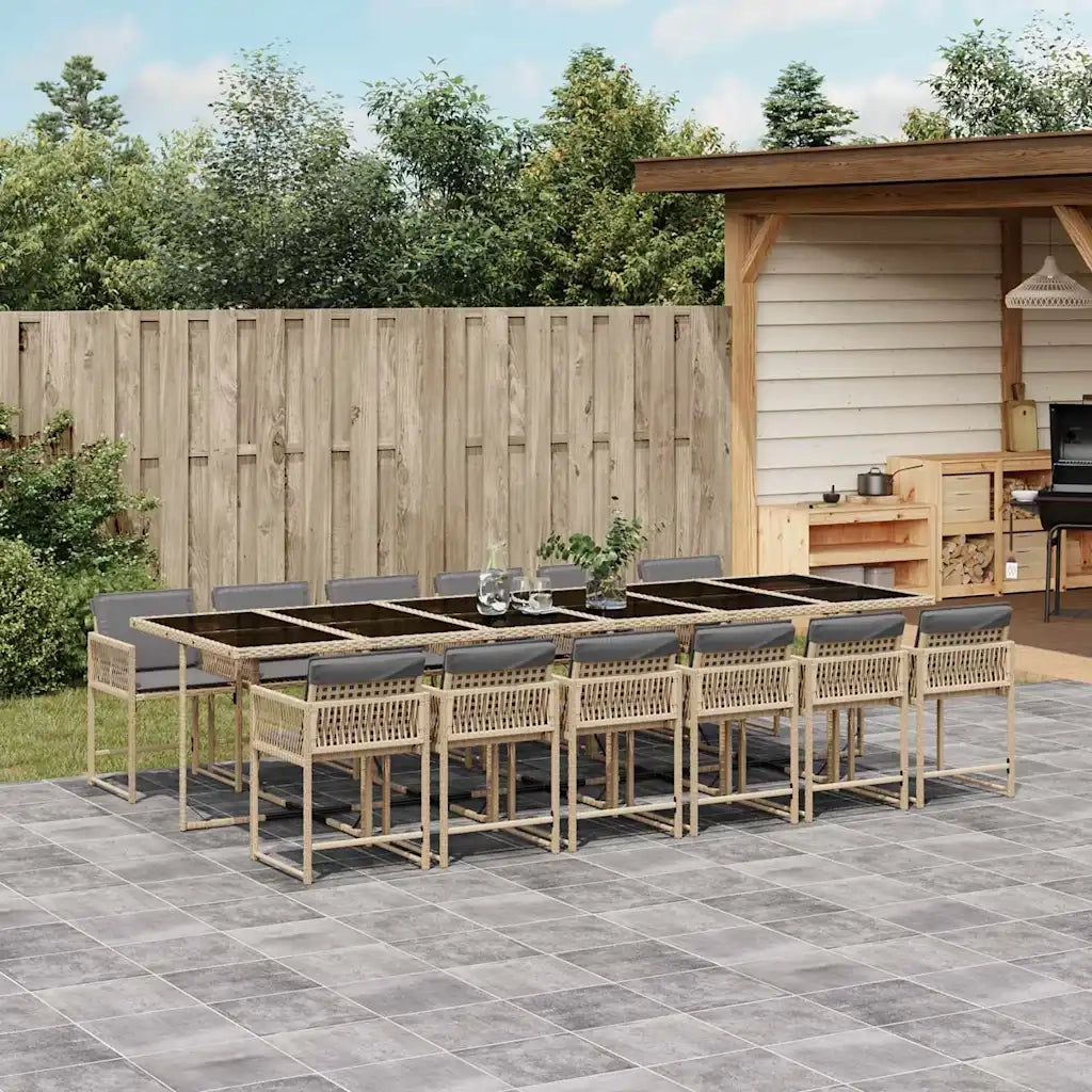 Set Pranzo da Giardino 13 pz con Cuscini Beige Misto Polyrattan 3211488