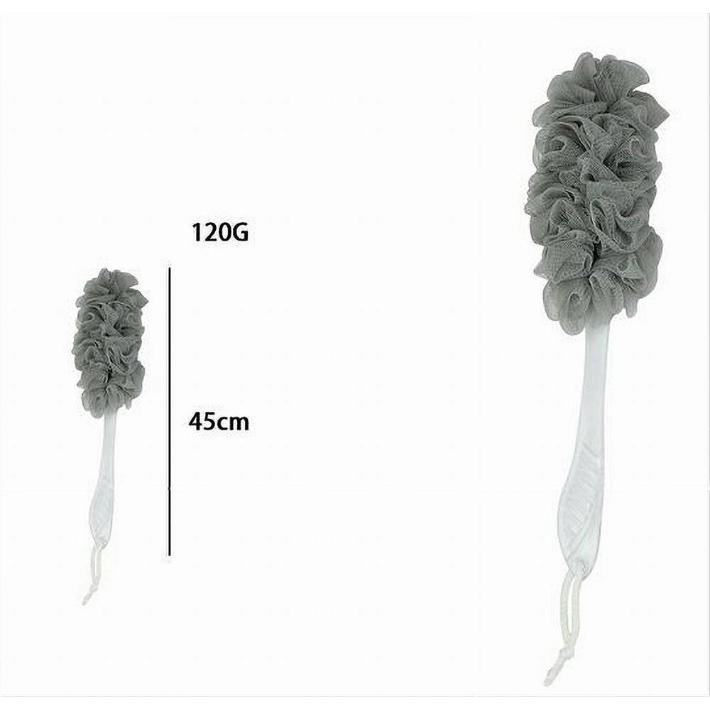 Trade Shop - Spazzola Lavaschiena Esfoliante Bagno Doccia Spugna Grigio Manico Scrubber 79605 -
