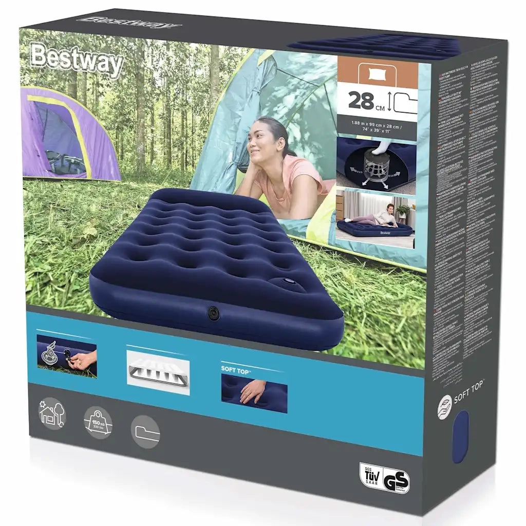 Bestway Materasso Gonfiabile Floccato con Pompa 188 x 99 x 28 cm 90753