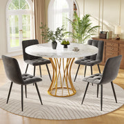 Tavolo da pranzo rotondo con 4 sedie, stile moderno, struttura in metallo, piano in MDF, per cucina e sala da pranzo