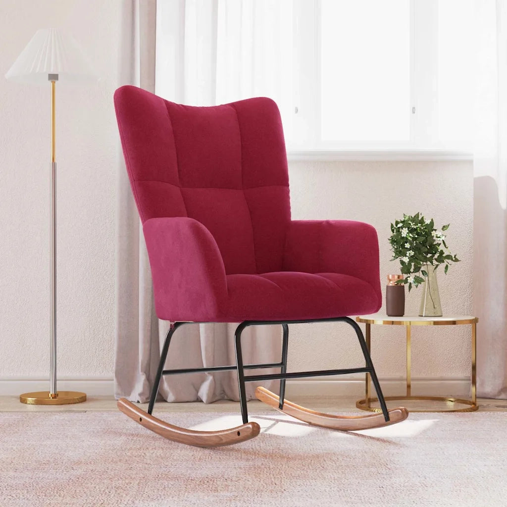 Sedia a Dondolo Rosso Vino in Velluto CFW7392960