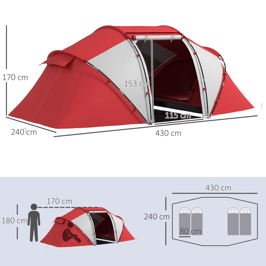 Tenda da campeggio familiare 4-6 persone ¨C zephmum ¨C grigio rosso