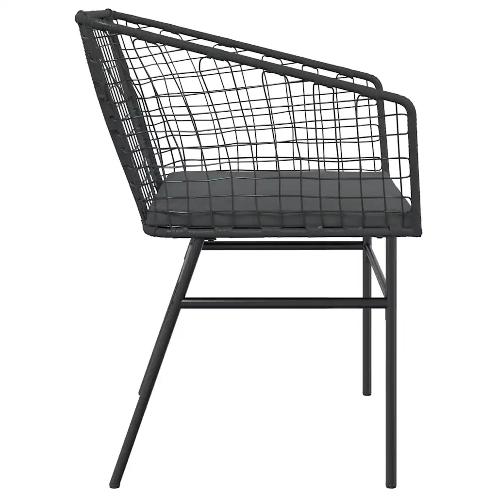 Sedie da Giardino con Cuscini 2 pz | Sedie da Esterno Nere in Polyrattan