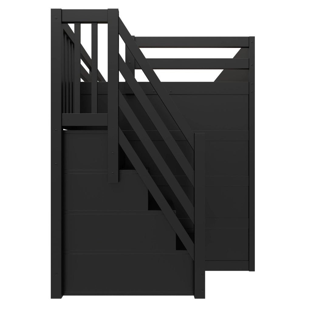 Letto a soppalco 140x200 cm con scrivania, scala contenitore, LED e USB