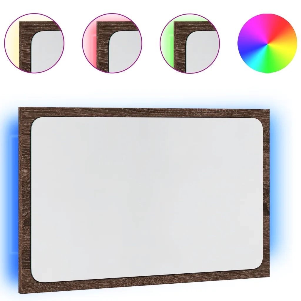 Specchio da Bagno LED-Specchio decorativo con LED Rovere Marrone 60x8,5x38 cm in Truciolato