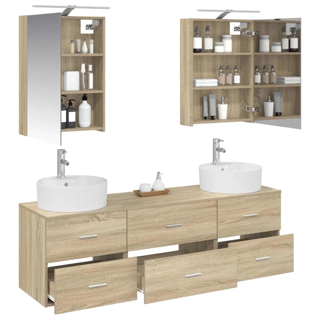 Set di mobili per il bagno 5 pcs Rovere Sonoma 3406873