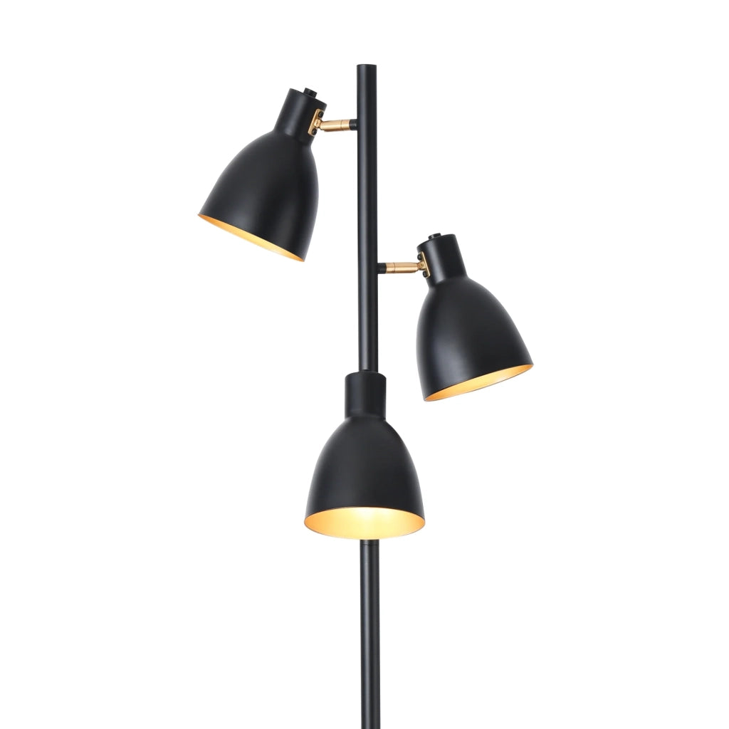 Lampada da terra dallo stile senza tempo elegante illuminazione di design per soggiorno camera da letto ufficio Wattsitney con 3 attacchi E14 metallo altezza 154 cm nero e oro 03_0009540