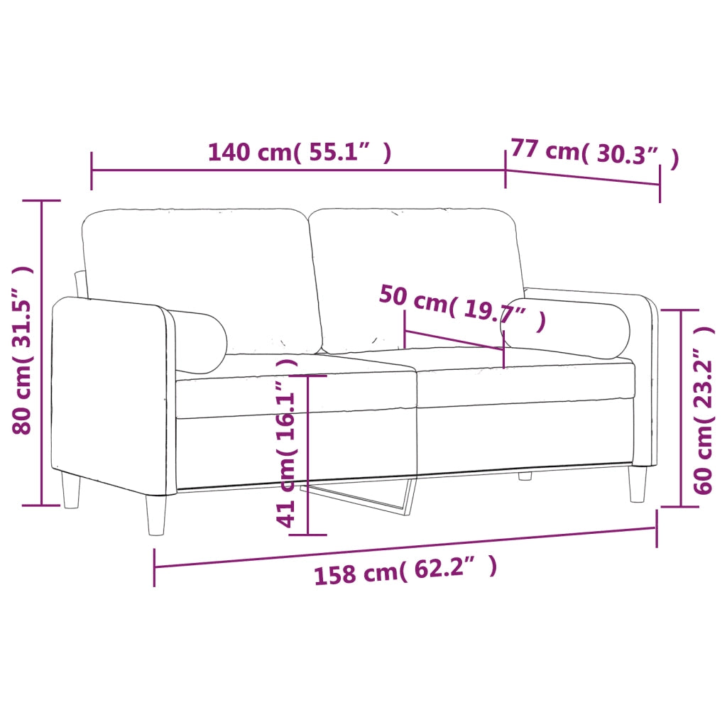 Divano a 2 Posti con Cuscini Grigio Chiaro 140 cm in Velluto cod mxl 18571