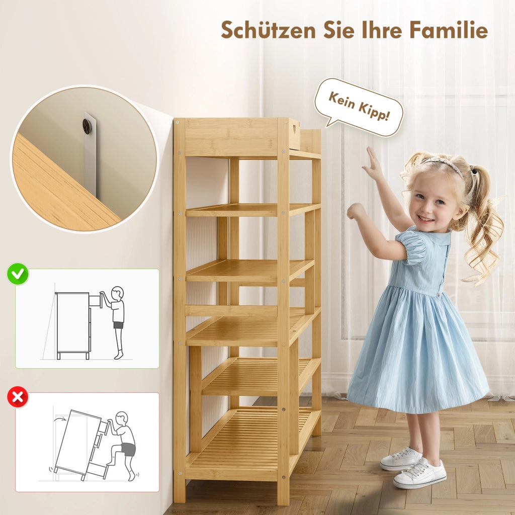 Cassa per scarpe in bamb¨´ con cassetti 6 livelli ¨C zephmum ¨C Bianco 60x40x138