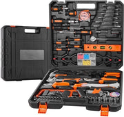 Set di attrezzi – 216 pezzi – Kit di attrezzi manuale – Compreso chiavi inglese, chiavi, malletta e punte – Contenuto in valigetta di stoccaggio – Nero