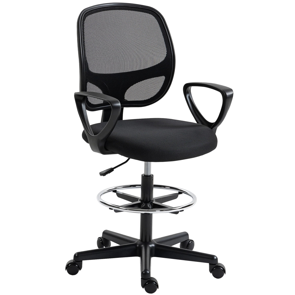 Sedia da ufficio ergonomica con poggiapiedi e braccioli regolabile ¨C zephmum ¨C nero 59x58x103-123cm