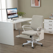 Sedia da ufficio ergonomica beige con supporto lombare