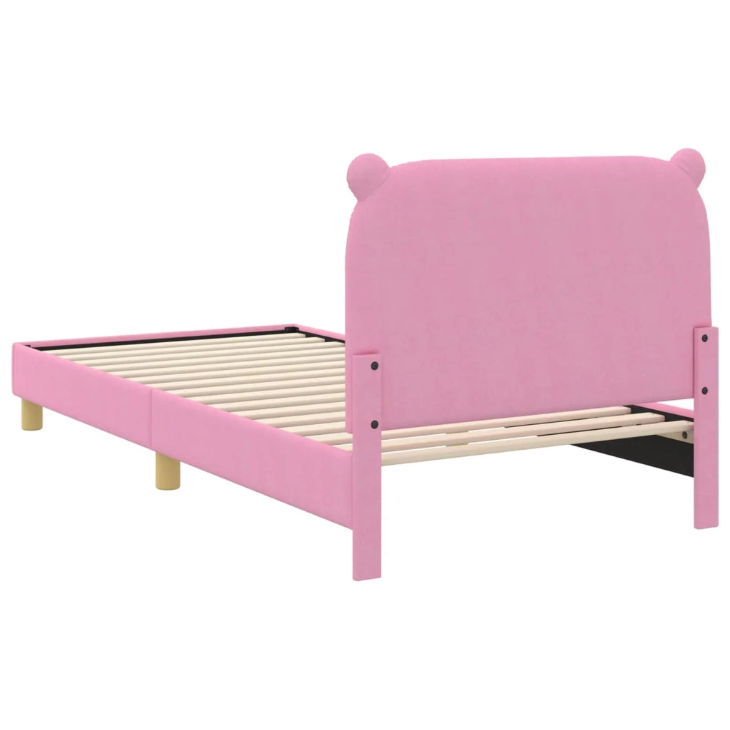 Struttura letto bambini con testata Rosa 80 x 200 cm Tessuto 42011217