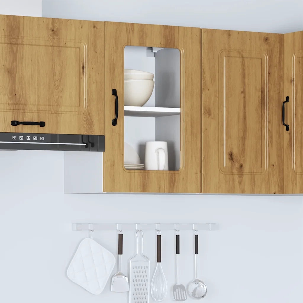 Pensile da Cucina con Porta in Vetro Kalmar Rovere Artigianale