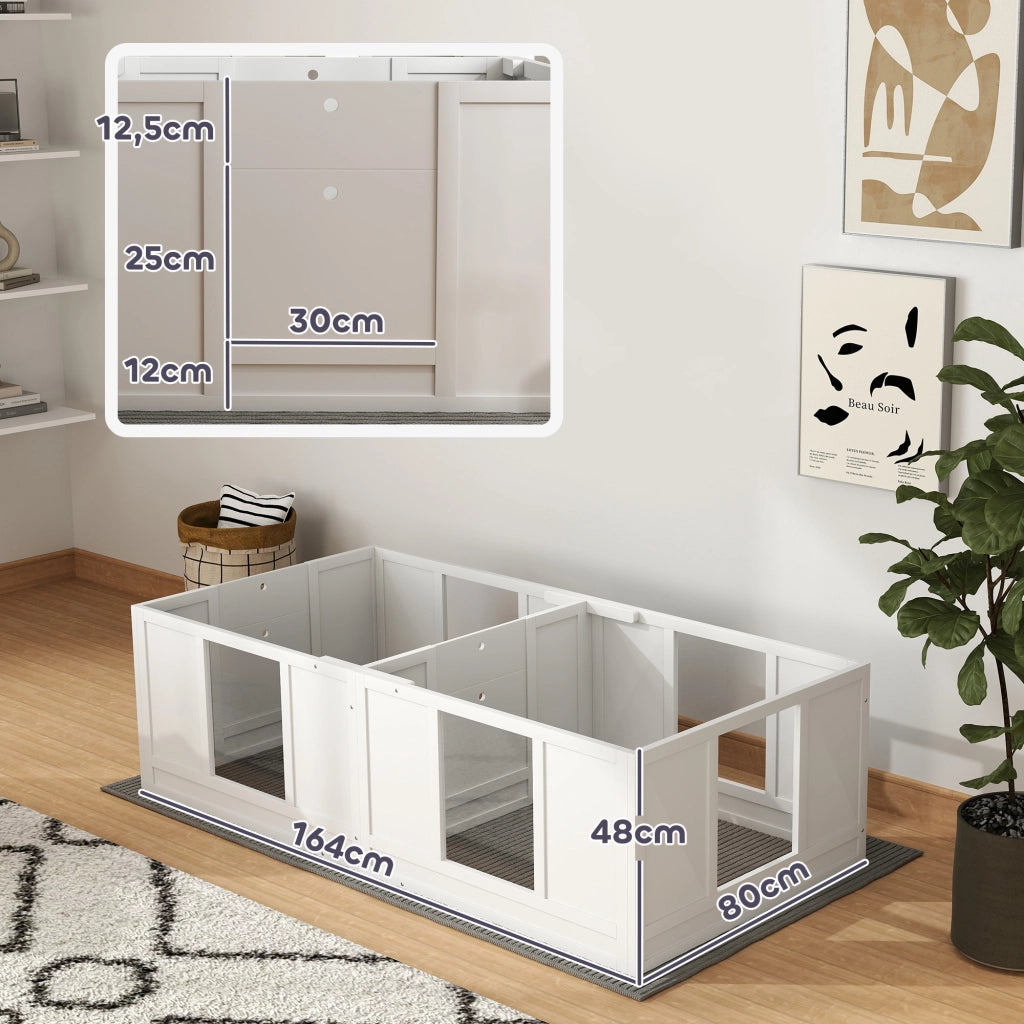 Cuccia per Cani 2 Stanze con Pannelli Trasparenti ¨C Zephmum ¨C Grigio 100x80x60 cm