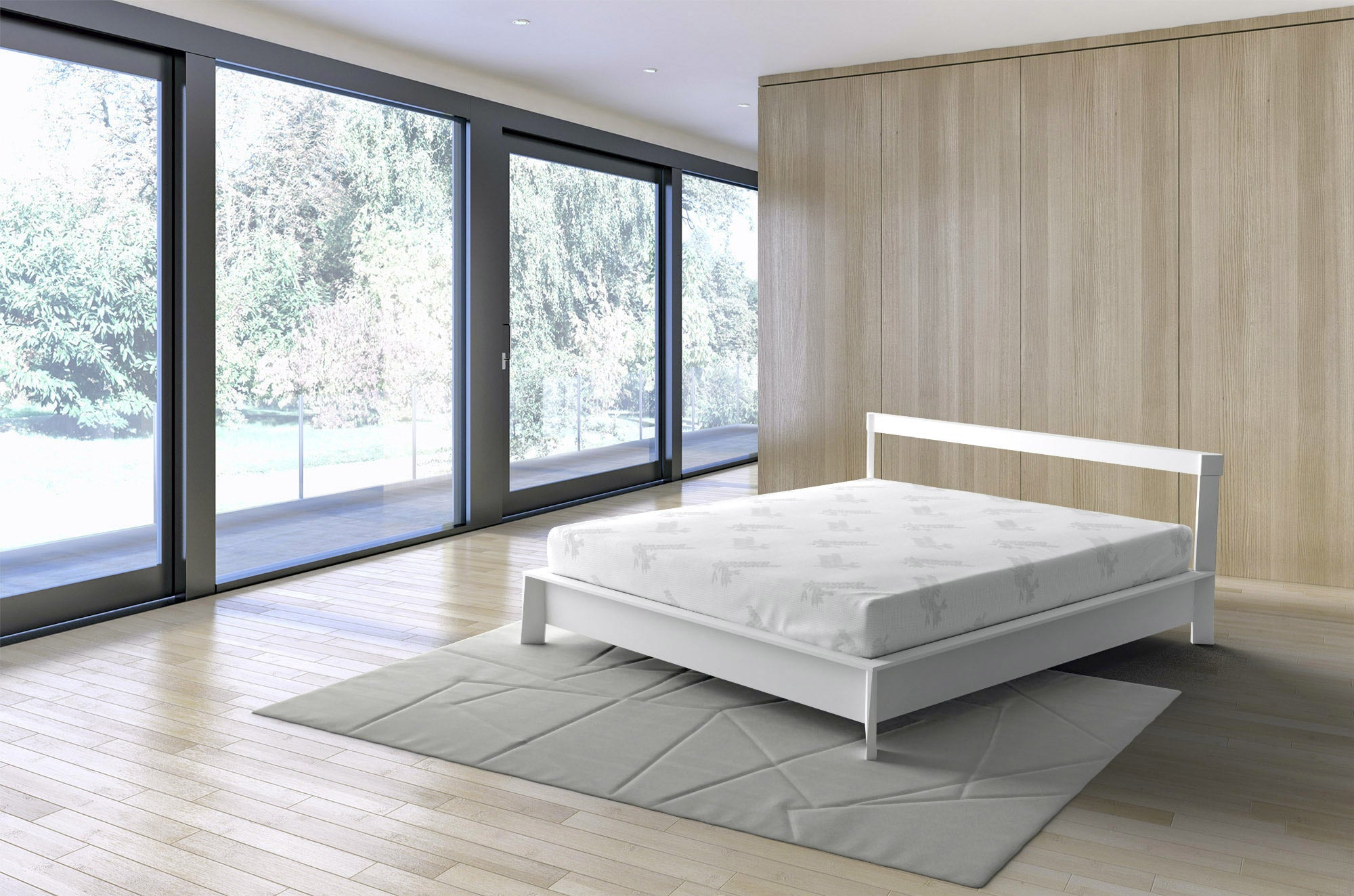 Coprimaterasso Matrimonale in Poliestere Bamboo Bianco