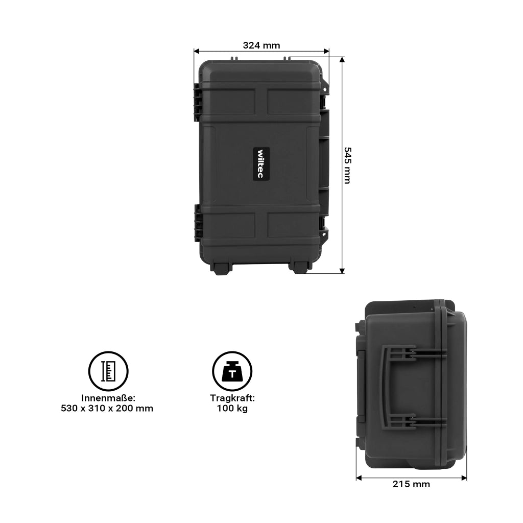 Valigetta rigida universale impermeabile 54,5 x 32,4 x 21,5 cm, Custodia porta attrezzi in plastica PP antiurto e fibra di vetro