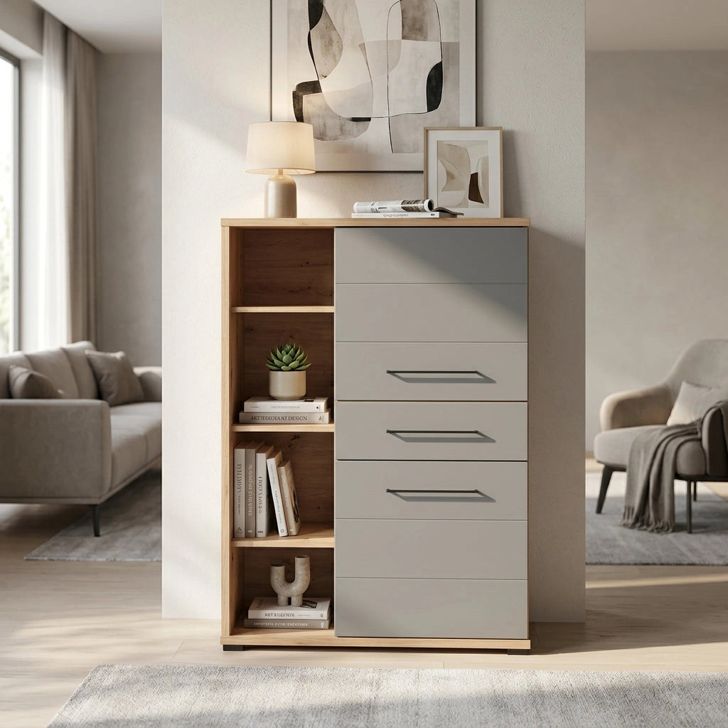 madia due ante quattro cassetti moderna cm 89 5x40x141 5 h - ELLI