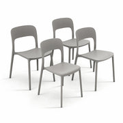 Set 4 Sedi In Polipropilene Impilabili Leggere E Resistenti Ideali Per Esterni Terrazze Giardini Bar Dehors Ristoranti Per Giardino 41 x 82,5 x 52 cm Grigio