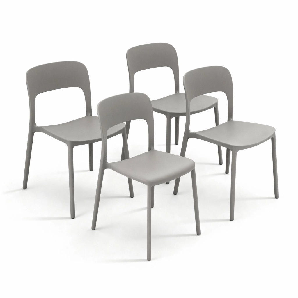 Set 4 Sedi In Polipropilene Impilabili Leggere E Resistenti Ideali Per Esterni Terrazze Giardini Bar Dehors Ristoranti Per Giardino 41 x 82,5 x 52 cm Grigio