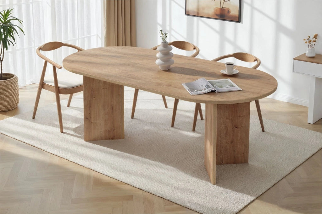 Tavolo da pranzo in legno "Sabella" 200 x 90 x 75 cm - Rovere zaffiro