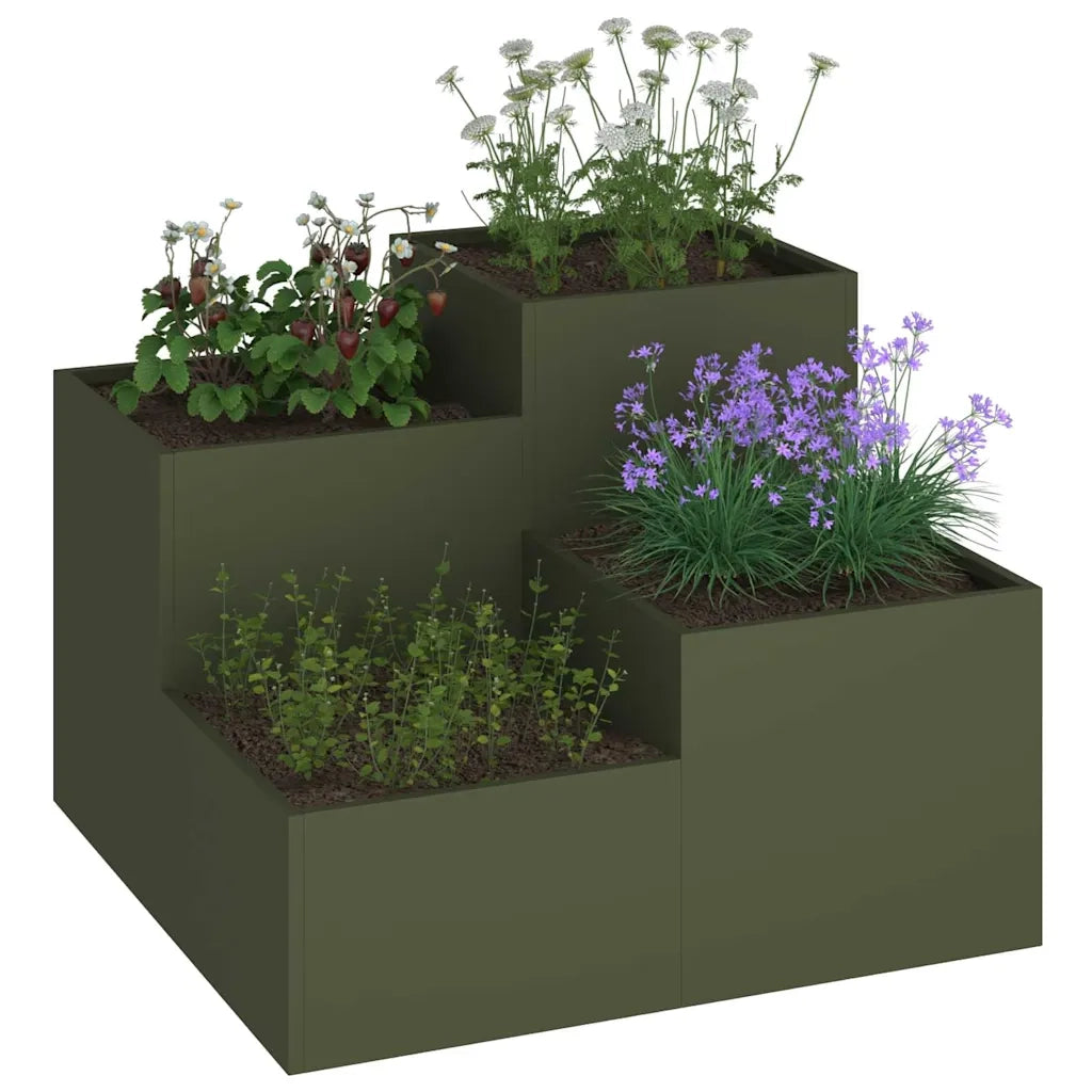 Fioriere | Cassetta per fiori | Vaso da giardino Oliver verde 80 x 80 x 60 cm Acciaio