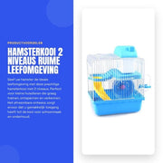 Casa per Hamster a 2 Livelli - Facile da Installare - Design Rimovibile - Buona Ventilazione - Spazio per il Gioco - Base in Plastica - Recinzione per Animali