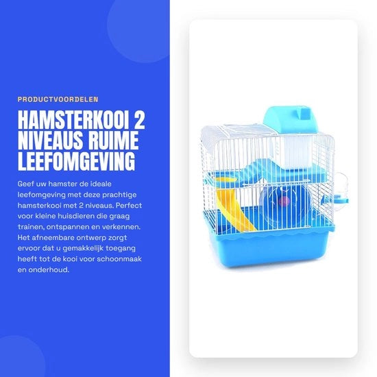 Casa per Hamster a 2 Livelli - Facile da Installare - Design Rimovibile - Buona Ventilazione - Spazio per il Gioco - Base in Plastica - Recinzione per Animali