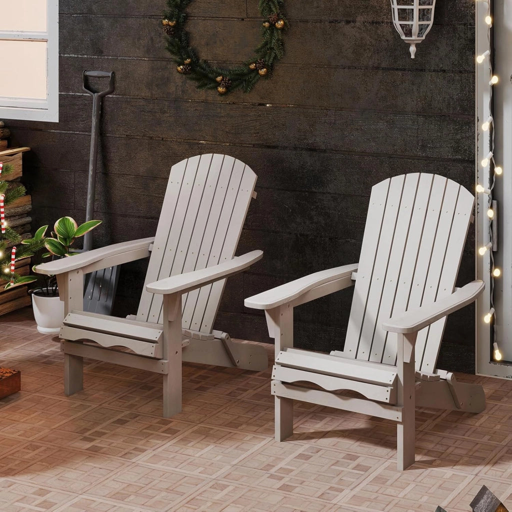 Set di 2/4 Sedie Adirondack Pieghevoli, Sedia da Esterno con Telaio in Legno di Abete, Schienale Alto e Braccioli Ergonomici, Sedia Adirondack per Patio Giardino Cortile Campeggio