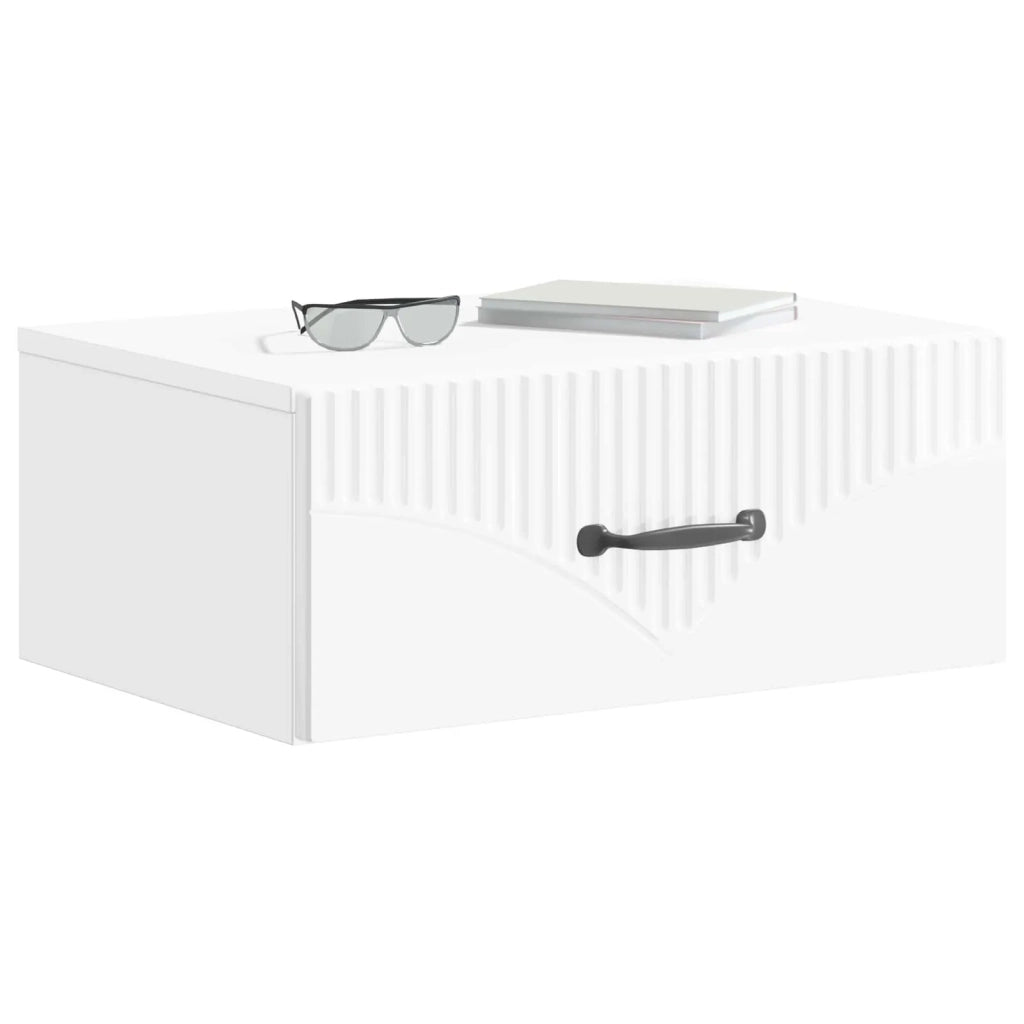 Mobiletto da notte a muro Bianco Lucido 49 x 34,5 x 20 cm 898963