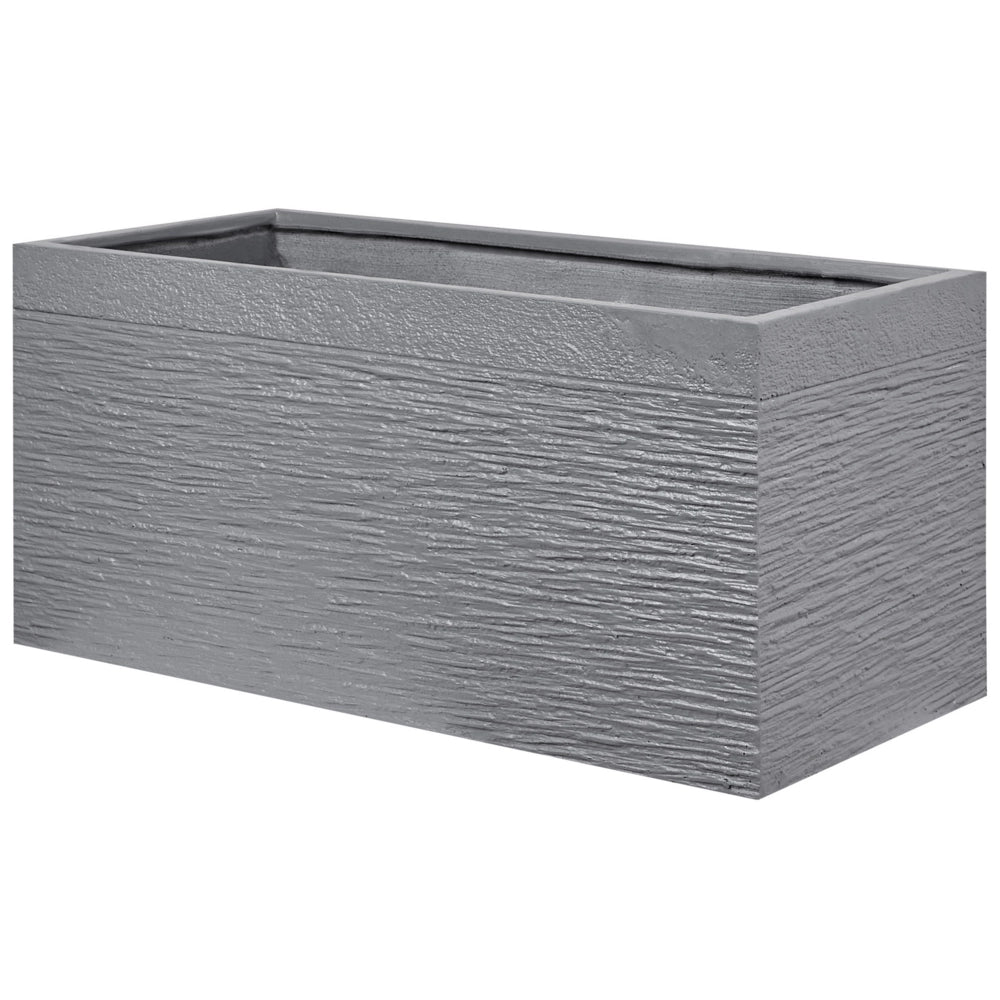 Vaso per piante in fibra di argilla grigia 80 x 37 x 38 cm Fioriera rettangolare per interni ed esterni
