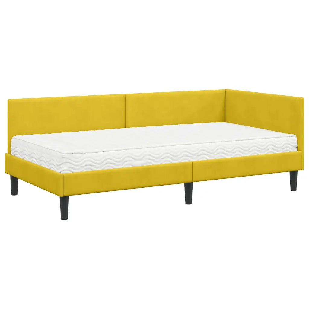 Struttura Letto Angolare con Materasso 2 pcs Giallo Velluto 3393784