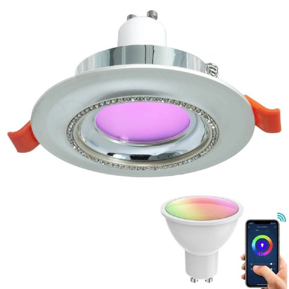 Trade Shop - Faretto Smart Incasso Tondo Brillantini Led 5 W Gu10 Rgb Wifi Alexa Google Home -