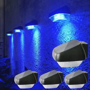 4 Pezzi di Lampade da Parete a Energia Solare con Illuminazione LED Blu - Illuminazione Esterna Idrorepellente per Giardino e Terrazza