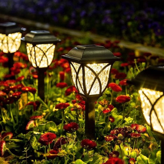 Illuminazione LED per esterno a energia solare - 6 pezzi - Impermeabile e adatto per giardino, terrazza, paesaggio e passerella (bianco caldo)