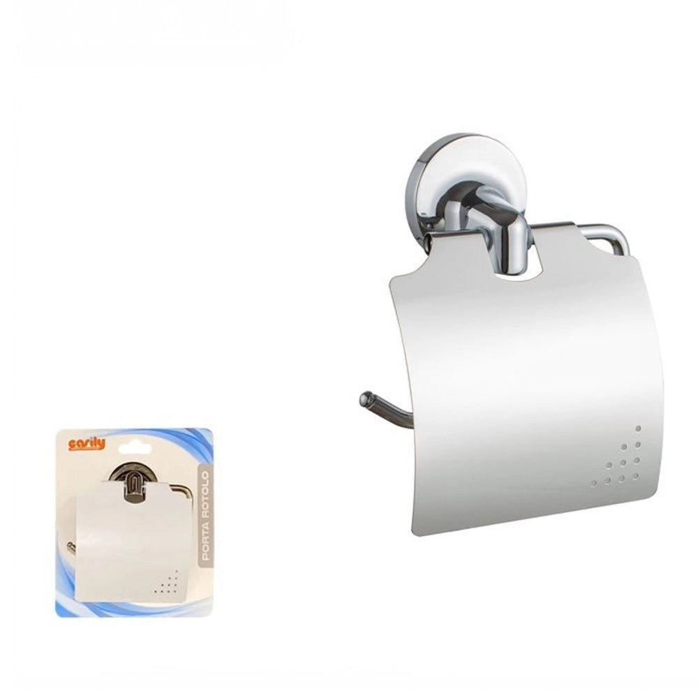 Trade Shop - Porta Rotolo Carta Igienica Con Copertura Fissaggio A Parete Arredo Bagno 79809 -