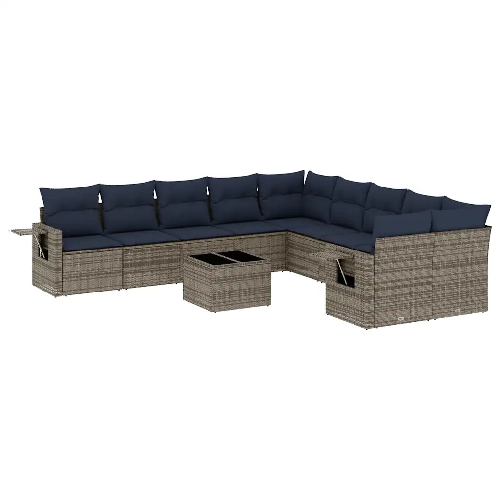 Set Divani da Giardino 11 pz con Cuscini Grigio in Polyrattan 3220720