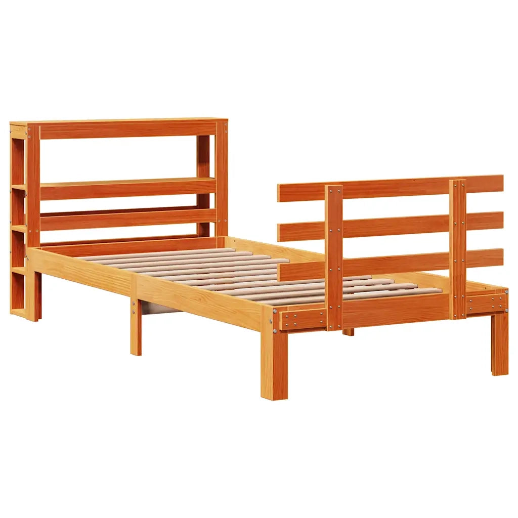 Giroletto con Testiera Marrone Cera 75x190 cm Massello Pino 3306122